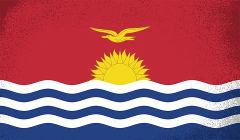 Horizontal Abstract Grunge Brushed Flag of Kiribati on Transparent Grid. Vect Stock Illustration