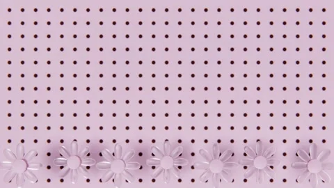 Horizontal abstract polka dot pattern brown pink glass transparent daisy back Stock Footage 332216024