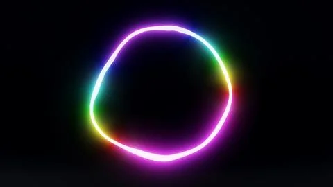 Horizontal abstract rainbow prism sphere 3D neon science poster template glow Stock Illustration