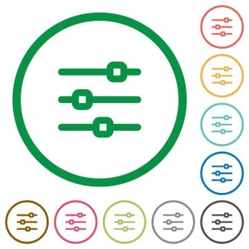 Horizontal adjustment outlined flat icons Illustrazione stock