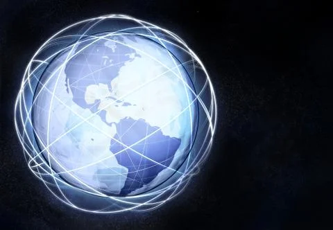 Horizontal america earth globe view from cosmic space illustration イラスト素材