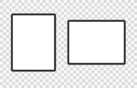 Horizontal and vertical black tablet computer mockup isolated on white Stock Illustration