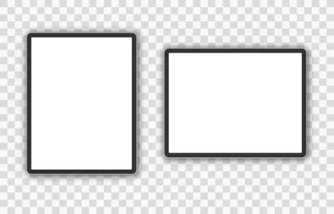 Horizontal and vertical black tablet computer mockup isolated on white Stock Illustration