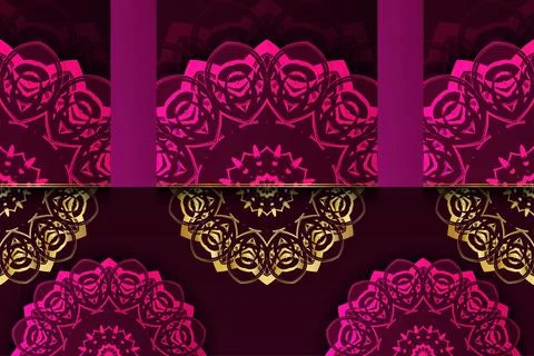 Horizontal and vertical mirrored mandala with gold pink layers イラスト素材