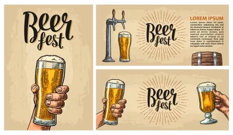 Horizontal and vertical poster for beer fest. イラスト素材