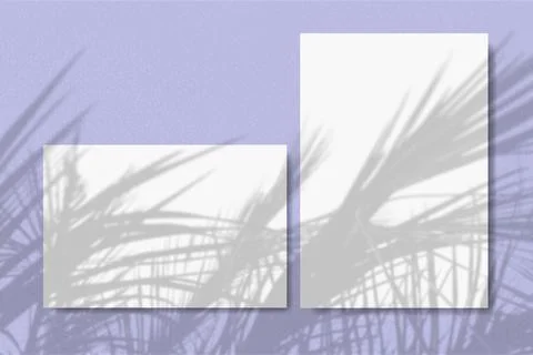 Horizontal and vertical sheets of white textured paper against a violet wall Stock Illustration