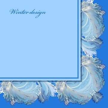 Horizontal angle border design. Winter frozen glass background. Text place. Stock Illustration