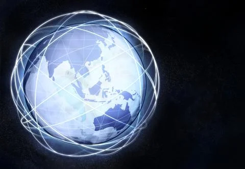 Horizontal asia earth globe view from cosmic space illustration イラスト素材