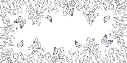 This horizontal background features a delicate rectangular frame adorned with Stock Illustration