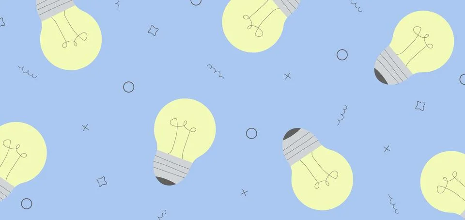 Horizontal background with light bulbs. Stock Illustration