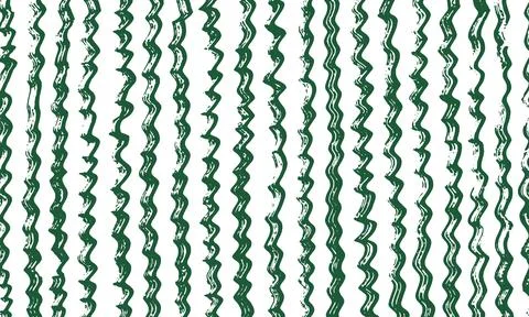 Horizontal background of parallel vertical wavy stripes in green, hand drawn Stock Illustration