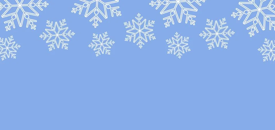 Horizontal background with white snowflakes. Stock Illustration