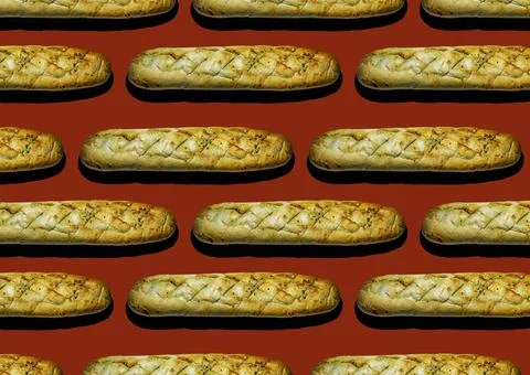 Horizontal baguette pattern on red background Stock Photos