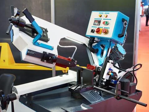 Horizontal bandsaw machine Stock Photos