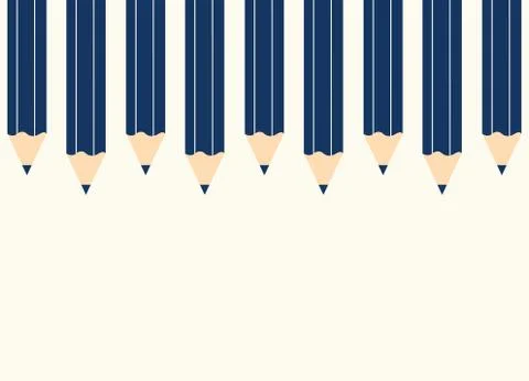 Horizontal banner with blue pencils vector Stock Illustration