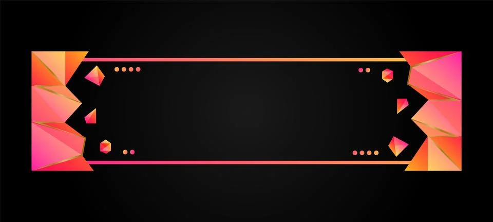 Horizontal banner border gradient and gold template creative Stock Illustration