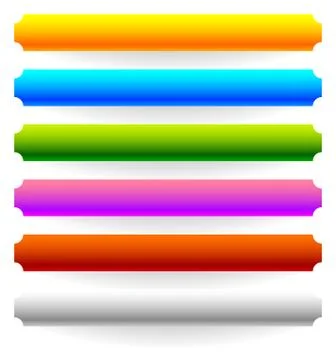 Horizontal banner, button templates in 6 colors with bigger shadow イラスト素材