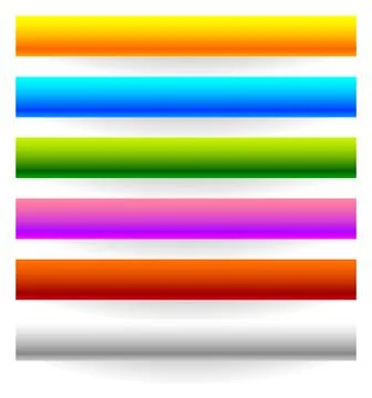 Horizontal banner, button templates in 6 colors with bigger shadow Illustrazione stock