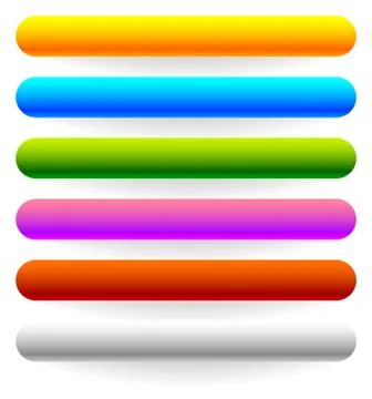 Horizontal banner, button templates in 6 colors with bigger shadow イラスト素材