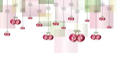 Horizontal banner with cherries vector illustration Stock Illustration