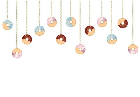 Horizontal banner with colorful donuts vector Stock Illustration