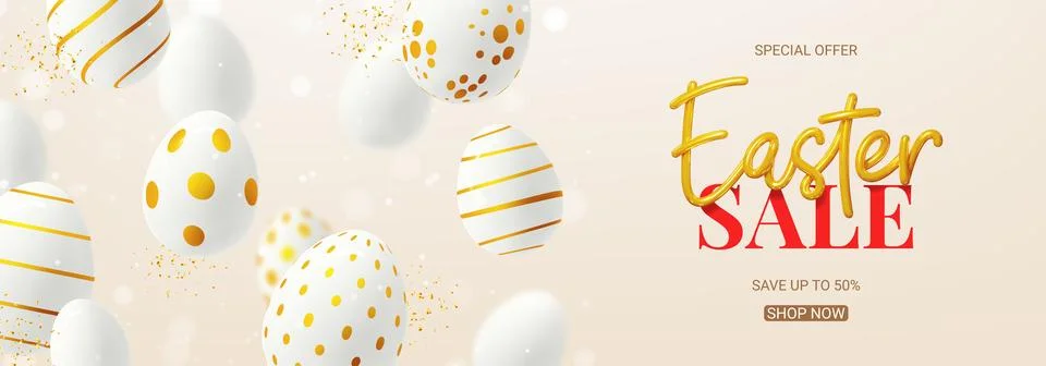 Horizontal banner for Easter sale Stock Illustration