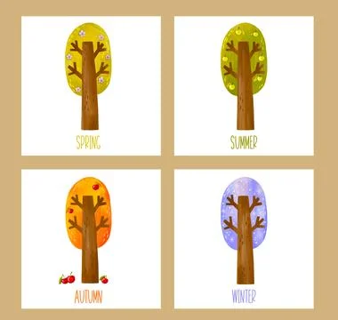 Horizontal banner four seasons changing cycle infographic banner with text .. Stock Illustration