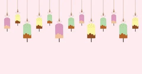 Horizontal banner with ice cream vector Stock Illustration