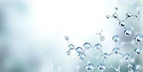 Horizontal banner with model of abstract molecular structure. Background of g Illustrazione stock