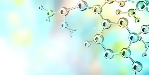 Horizontal banner with model of abstract molecular structure. Background of.. 스톡 일러스트
