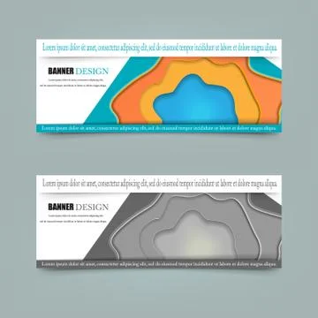 Horizontal banners with 3D abstract background isolated on white background.  Stock Illustration