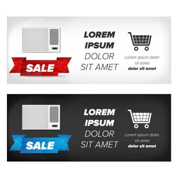 Horizontal banners with airconditioner Stock Illustration