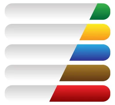 Horizontal banners, buttons - Long, rectangular banner, button shapes in seve Illustrazione stock