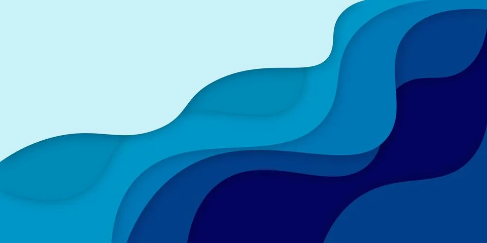 Horizontal banners paper cut waves abstract background. Stock Illustration