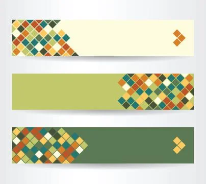 Horizontal banners with Squares Stock Illustration