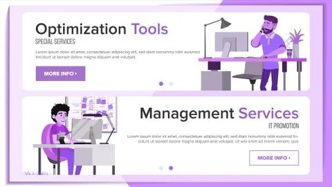 Horizontal Banners Website Design Vector. Business Interface. Responsive Ux Stock Illustration