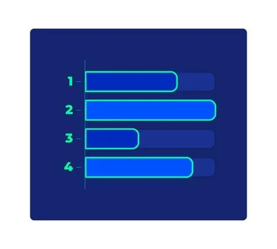 Horizontal bar chart comparison with category neon dashboard UI element 스톡 일러스트