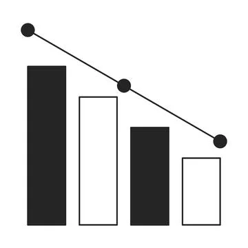 Horizontal bar chart decreasing flat line black white vector icon 库存插图