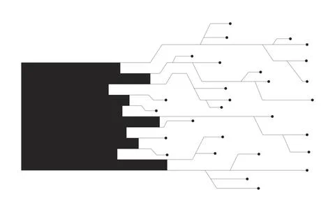 Horizontal bar chart digital data circuit lines black and white 2D line objec 스톡 일러스트