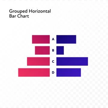 Horizontal bar chart isolated on white to transparent background. Illustrazione stock