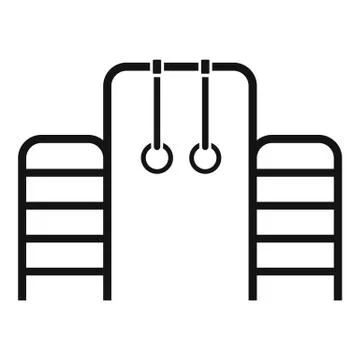 Horizontal bar with climbing rings and ladder icon イラスト素材