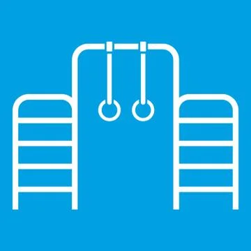 Horizontal bar with climbing rings and ladder icon イラスト素材