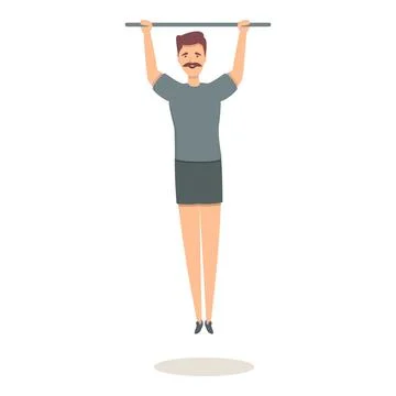 Horizontal bar exercise icon cartoon vector. Sport man 스톡 일러스트