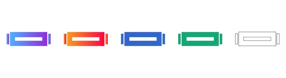 Horizontal Bar UI Element Icon Set Stock Illustration
