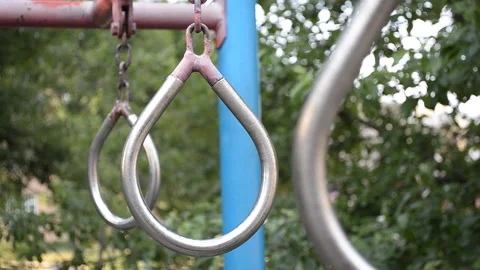 Horizontal bars close-UPS in the Playground Stock Footage 110890199