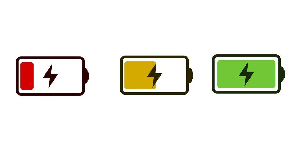 Horizontal battery charge level indicator symbol isolated on white Stock Illustration