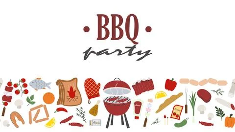 Horizontal bbq party banner vector graphic Stock Illustration