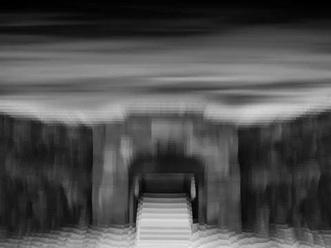 Horizontal black and white abstract 3d extruded cubes castle bac Illustrazione stock