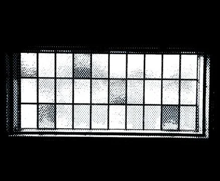 Horizontal black and white windows patchwork illustration background 스톡 일러스트