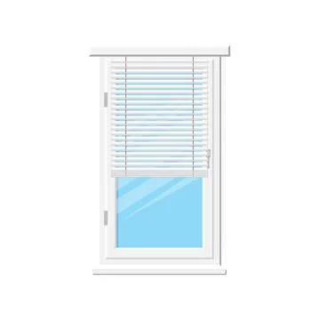 Horizontal blinds on one window isolated shutters Stock Illustration